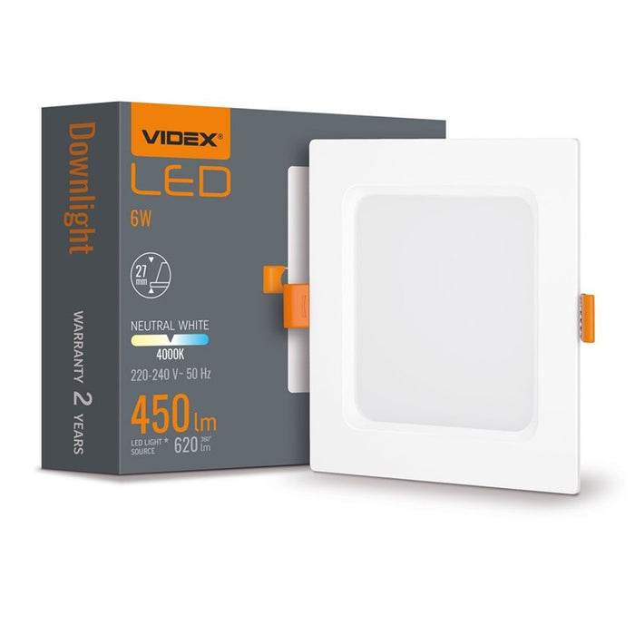 LED LAMP VLE-DLBS-064 DOWNLIGHT SQ 6W/4K/WH VIDEX