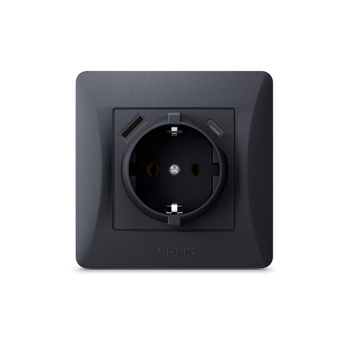 CONTACT SHUKO VF-BNSK1GUC-BG USB-A+USB-C BINERA VIDEX - GRAPHITE