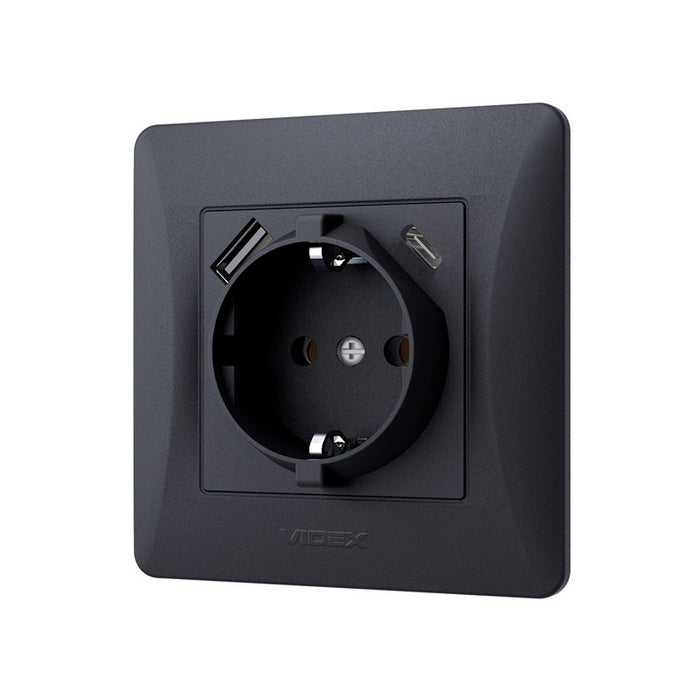 CONTACT SHUKO VF-BNSK1GUC-BG USB-A+USB-C BINERA VIDEX - GRAPHITE