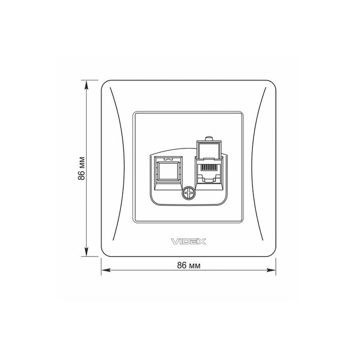 COMPUTER SOCKET VF-BNSK1PC6-BG CAT6 BINERA VIDEX - GRAPHITE