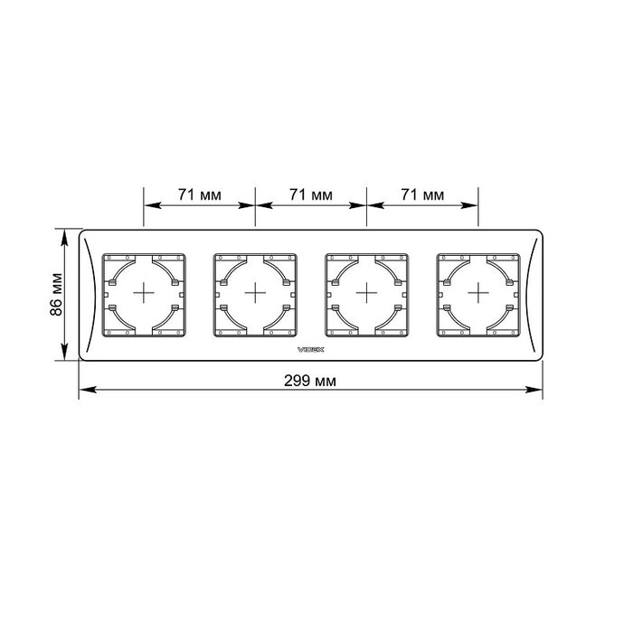 QUAD HORIZONTAL FRAME VF-BNFR4H-BG BINERA VIDEX - GRAPHITE