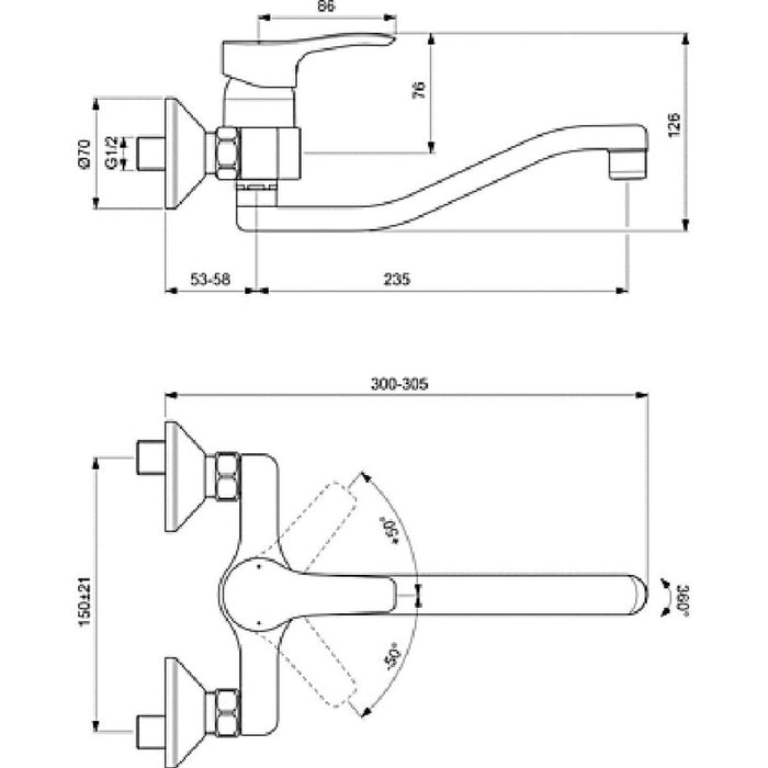 WALL-MOUNTED KITCHEN MIXER VIDIMA SEVA S
