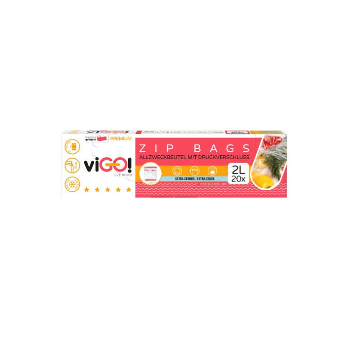 FOOD ENVELOPE WITH ZIP 2L 20 PCS. PREMIUM VIGO