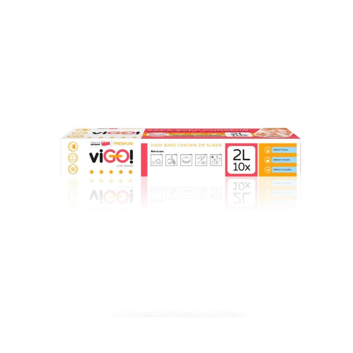 FOOD BAG WITH SLIDER 2L 10 PCS. PREMIUM VIGO