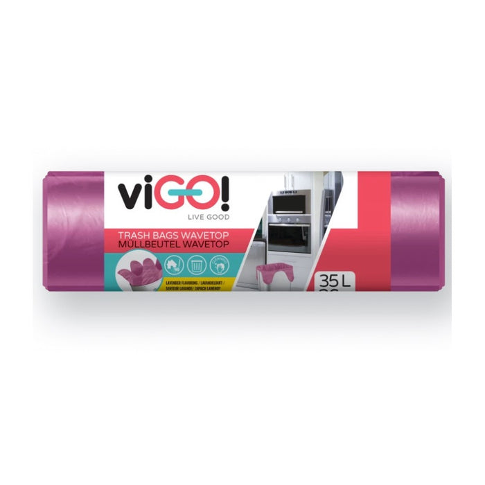 GARBAGE BAGS 35L WITH EARS LAVENDER SCENT 26 PCS. STANDARD VIGO