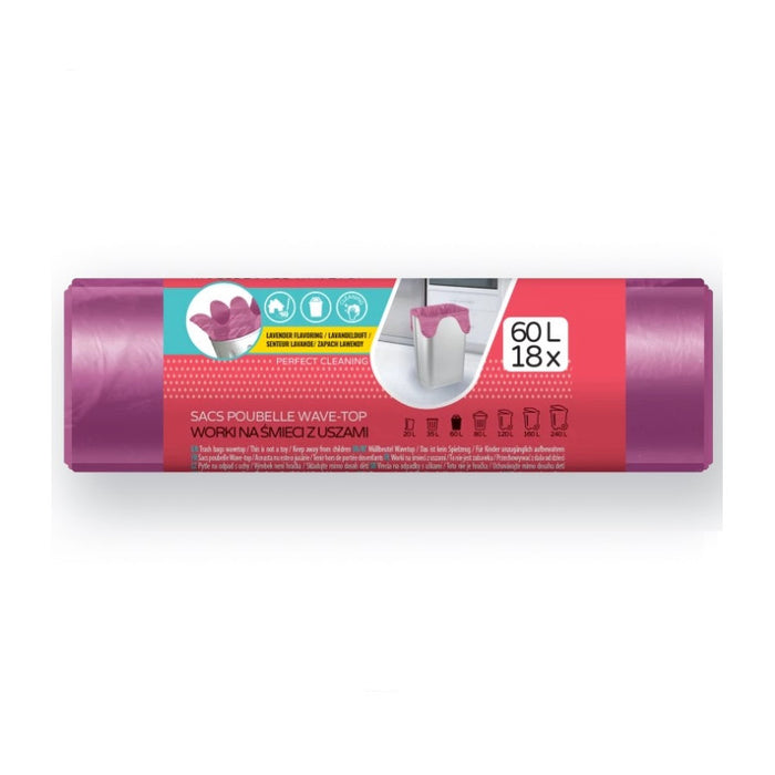 GARBAGE BAGS 60L WITH LAVENDER EARS 18 PCS. STANDARD VIGO