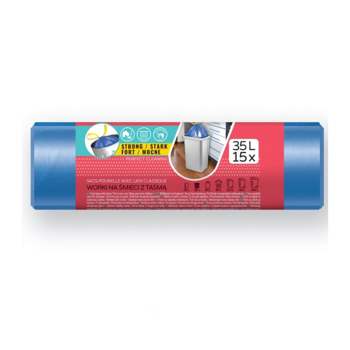GARBAGE BAGS BLUE 35L WITH LINK HD 15 PCS. STANDARD VIGO
