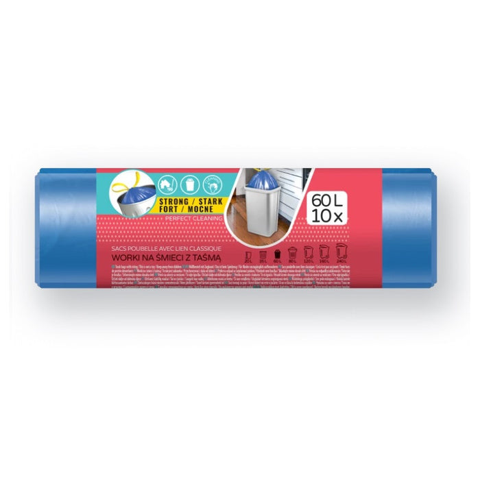 GARBAGE BAGS BLUE 60L WITH LINK HD 10 PCS. STANDARD VIGO
