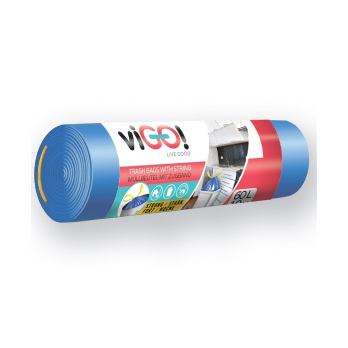 GARBAGE BAGS BLUE 60L WITH LINK HD 10 PCS. STANDARD VIGO