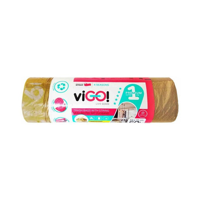 GARBAGE BAGS GOLD 60L WITH TIE 10PCS. PREMIUM #1 VIGO