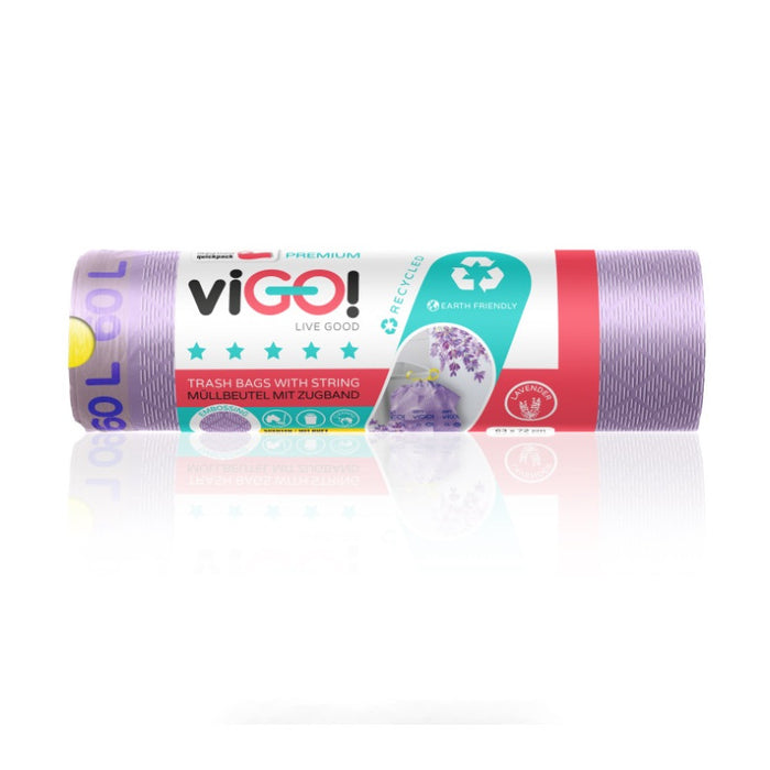GARBAGE BAGS LD WITH TIE LAVENDER 60L 8 pcs. PREMIUM 1 VIGO
