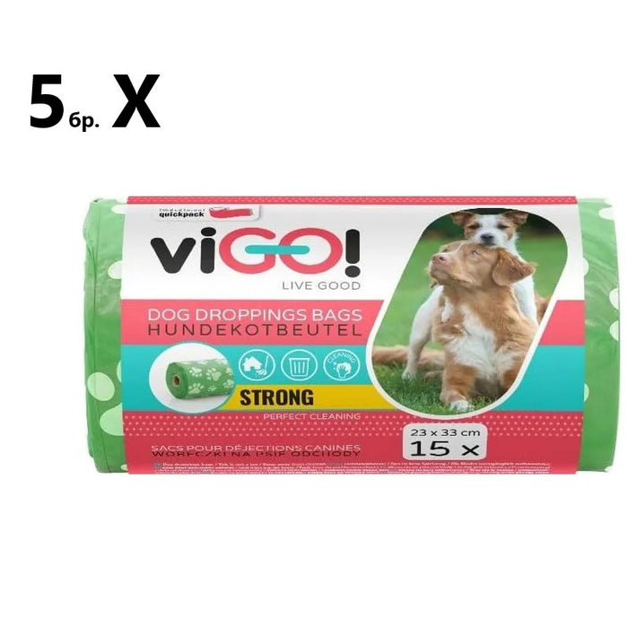DOG POUCH BAGS 5 ROLLS x 15 pcs. PREMIUM VIGO