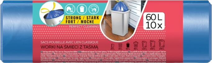 GARBAGE BAGS BLUE 60L WITH LINK HD 10 PCS. STANDARD VIGO