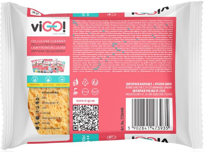 CELLULOSE SPONGE EXTRA SOFT FOR WASHING 2PCS. PREMIUM VIGO