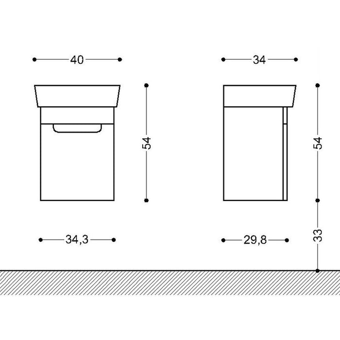 BATHROOM CABINET WITH WASHBASIN VYSOTA LUNA 40