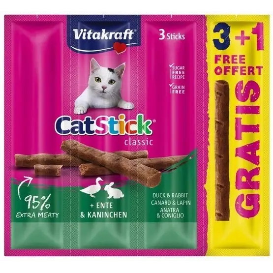 VITAKRAFT CatStick Duck with rabbit - cat treats - 3 + 1 gratis! - DelicaciesDLK-PRZ<<<For the catDLK<<<ActionPL