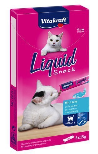 VITAKRAFT Liquid Snack Salmon - cat treats - 6 x 15g