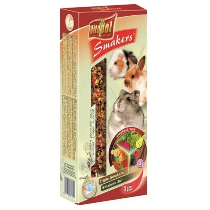 Vitapol Mix flasks (walnut-fruits-fruits-popcorn) for rodents - 3 pcs. - 135 g - FodderDMZ-KAR<<<For small