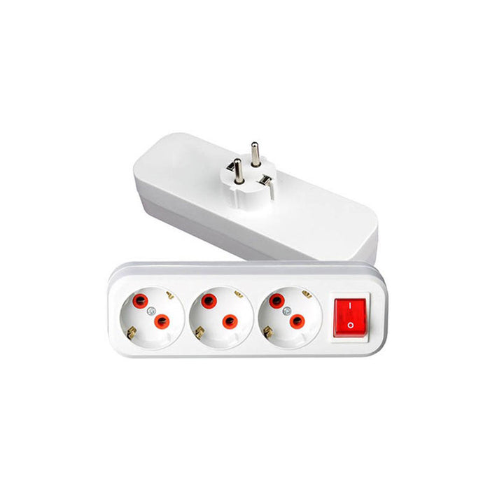 ADAPTER STRAIGHT WITH PLUG AND KEY 3 SOCKETS 16A VITO