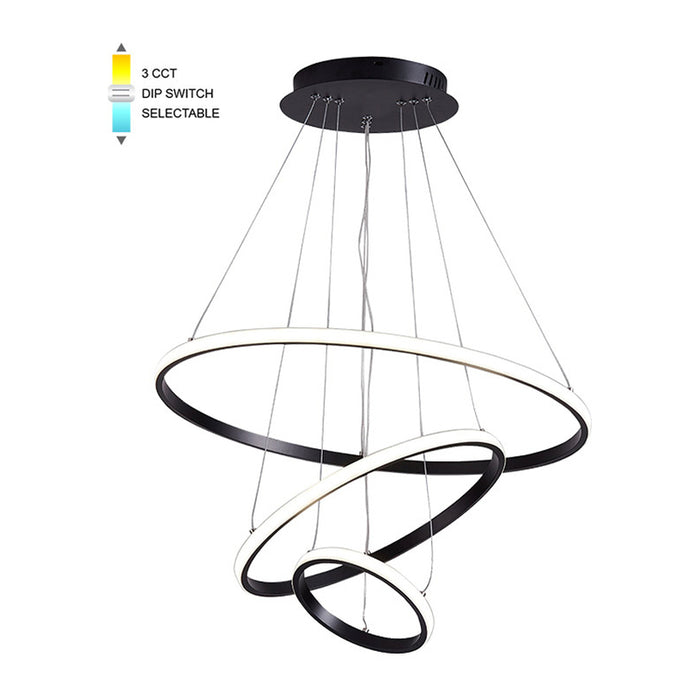 LED PENDANT 3 RINGS 56W 3000-4000-6000K BLACK VITO