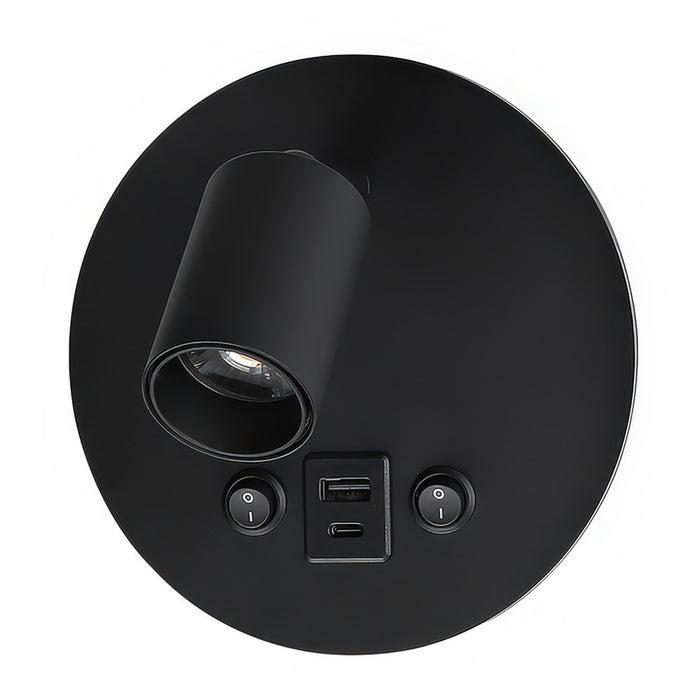 LED WALL LAMP 10W 3000K 700LM USB A+C BLACK VITO FIUMICINO-C