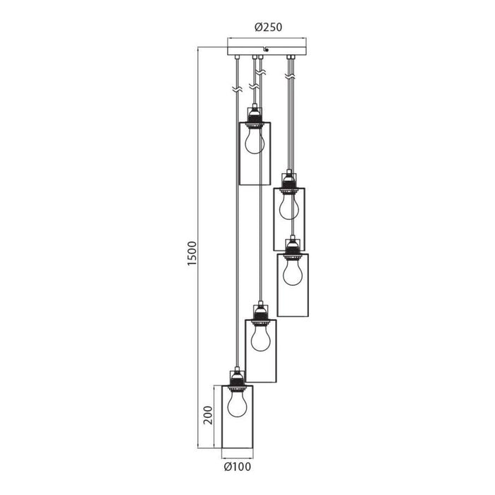 PENDANT 5XE27 SMOKED GLASS VIVALUX AMIRA
