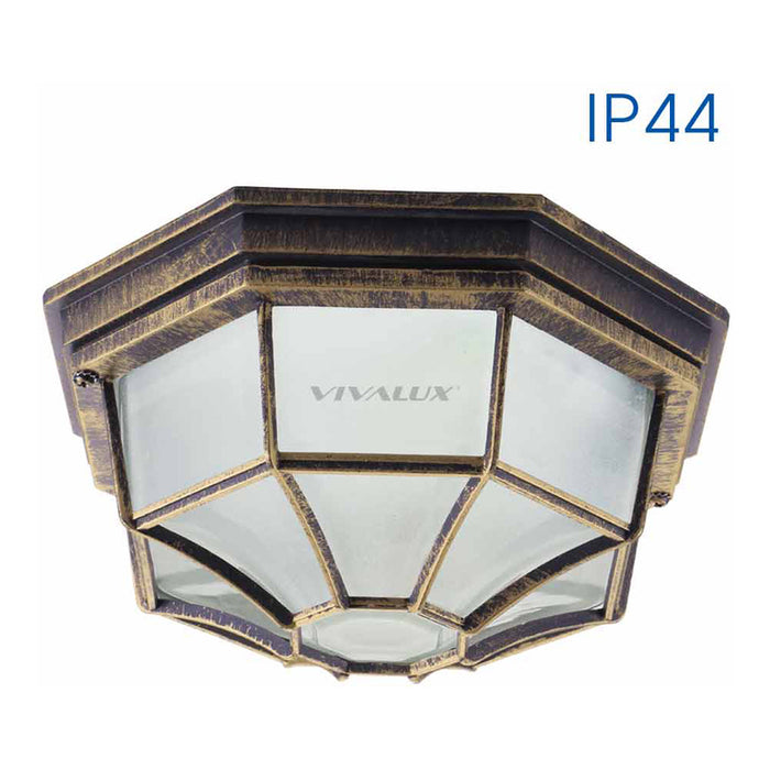 CEILING LAMP E27 IP44 F27 CM ANTIQUE GOLD VIVALUX BERLIN