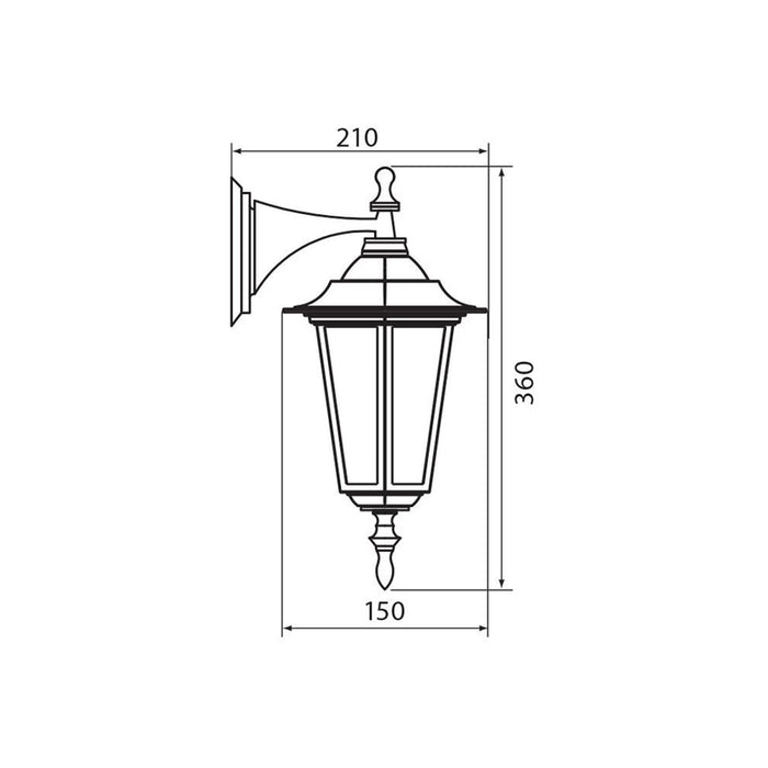 GARDEN LANTERN UPPER BRACKET BLACK E27 VIVALUX MARIBOR