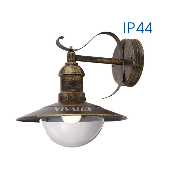 GARDEN LANTERN TOP MOUNT E27 IP44 ANTIQUE BRASS VIVALUX RIVIERA