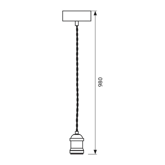 PENDANT E27 WITH SWITCH RETRO GOLD WITH BLACK TWISTED CABLE VIVALUX