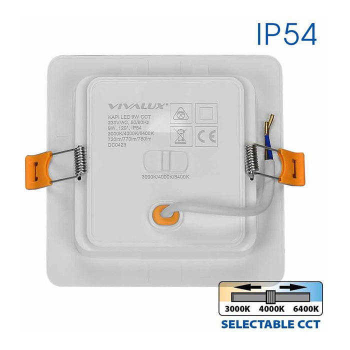 LED MOON 9W 3000K-4000K-6400K IP54 SQUARE FOR BUILT-IN VIVALUX KAPI