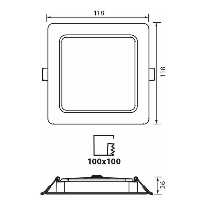 LED MOON 9W 3000K-4000K-6400K IP54 SQUARE FOR BUILT-IN VIVALUX KAPI