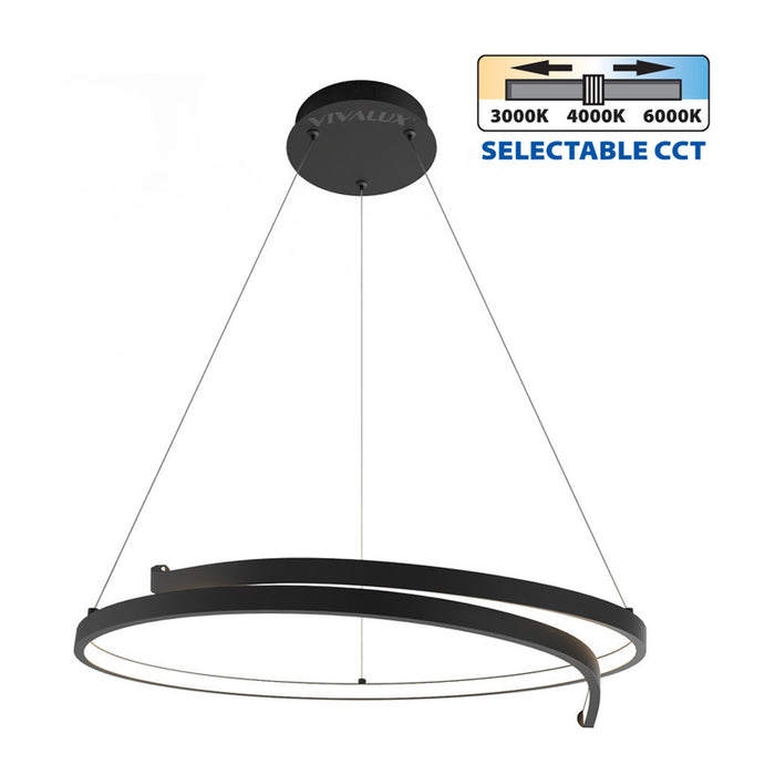 LED PENDANT 38W 3000-4000-6000K 1614LM BLACK VIVALUX OMICRON