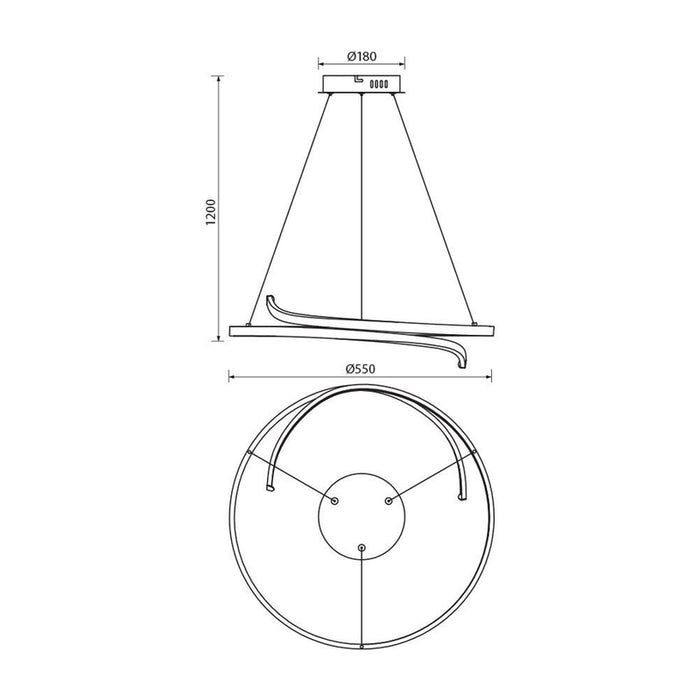LED PENDANT 38W 3000-4000-6000K 1614LM BLACK VIVALUX OMICRON