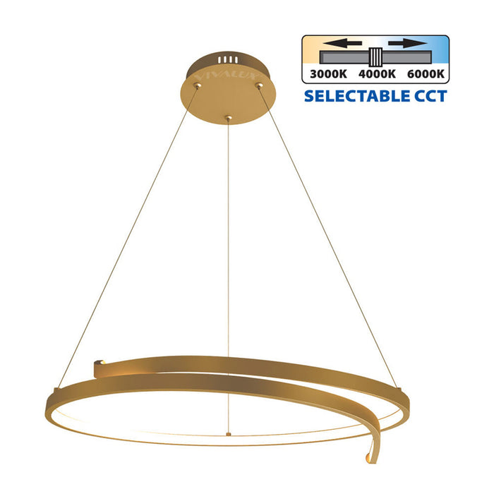 LED PENDANT 38W 3000-4000-6000K 2152LM GOLD VIVALUX OMICRON