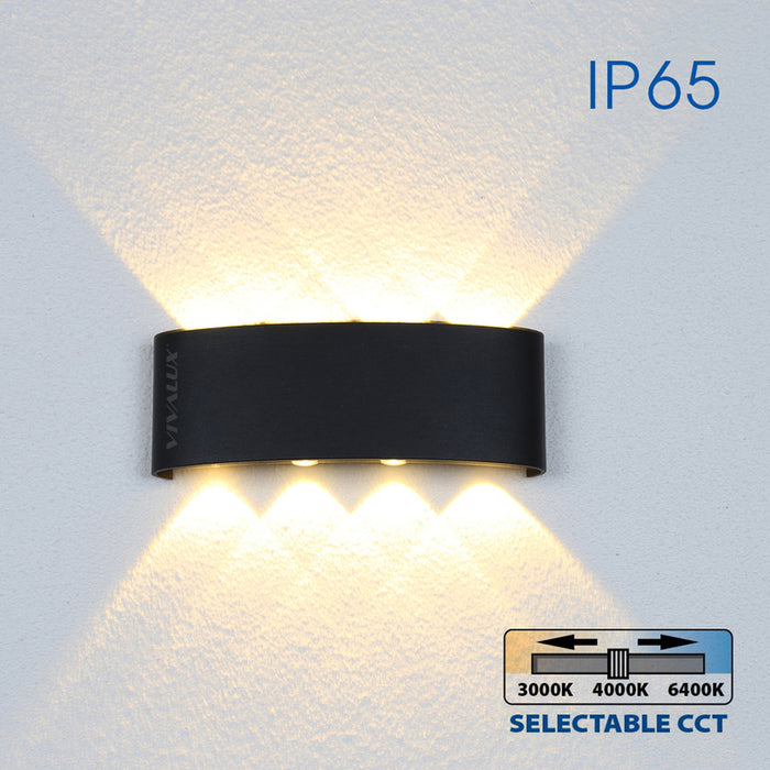 LED FACADE FIXTURE 8W 3000-6400K IP65 BLACK VIVALUX ARUBA