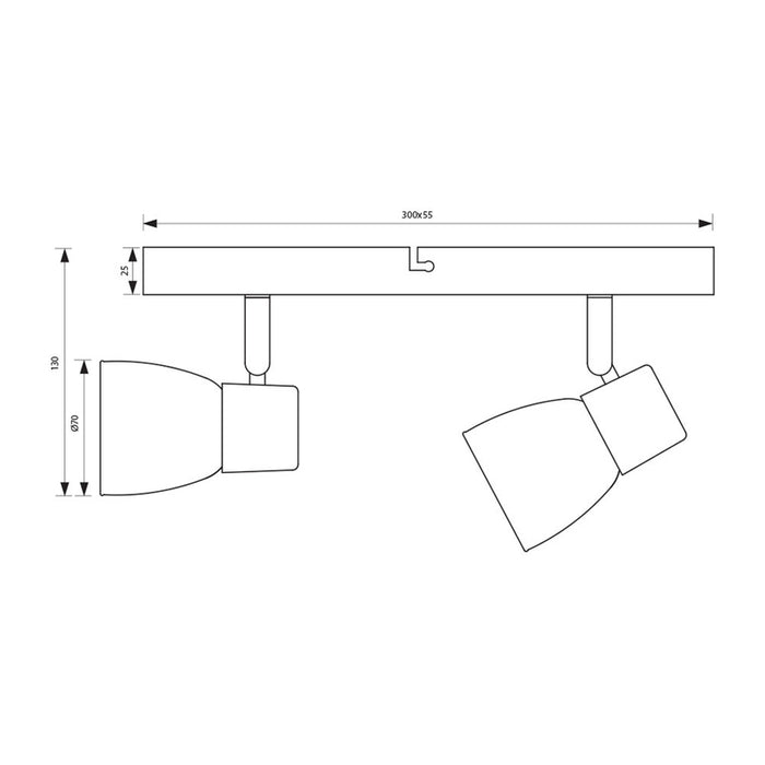 SPOT 2XE14 BLACK VIVALUX DANTE