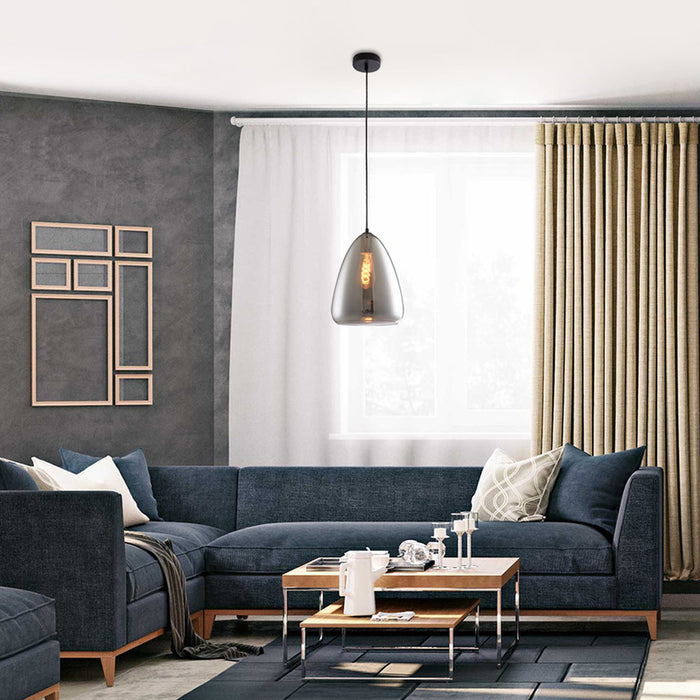 CHANDELIER E27 30CM SMOKED GLASS VIVALUX CARUSO