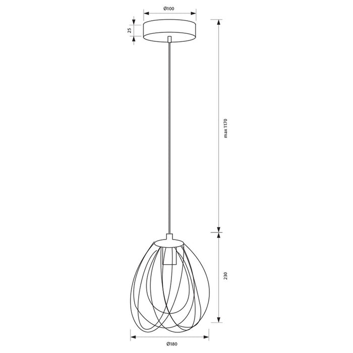 CHANDELIER E27 BLACK VIVALUX ALBA