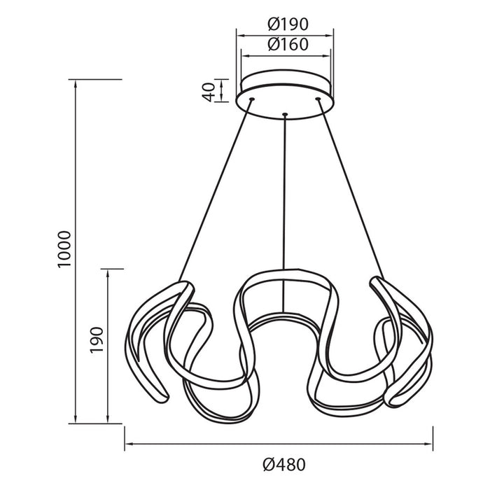 LED CHANDELIER 54W 3000-6000K 3254LM BLACK VIVALUX MEANDRA-P