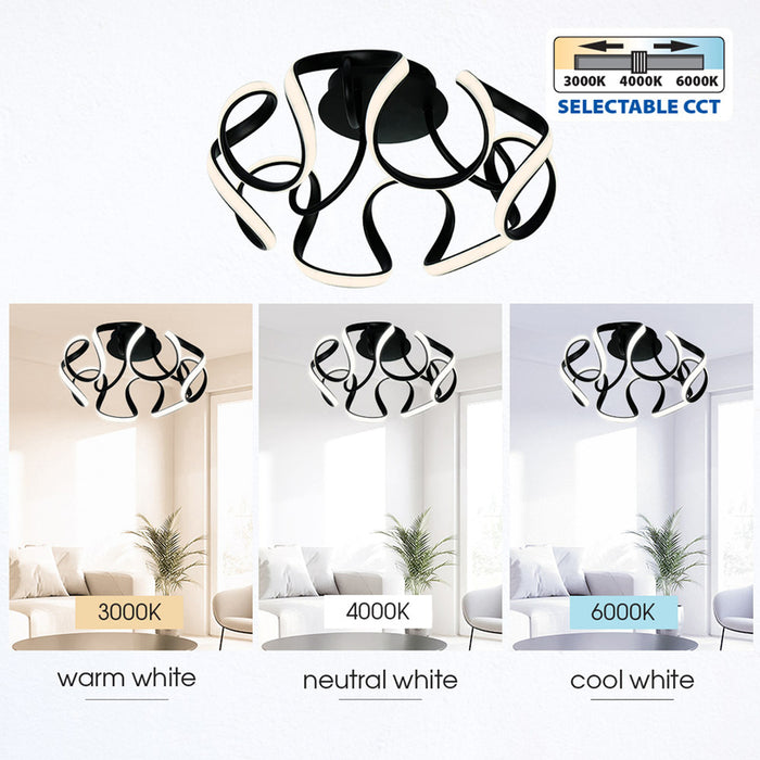 LED CEILING LAMP 54W 3000-6000K 3254LM BLACK VIVALUX MEANDRA-C