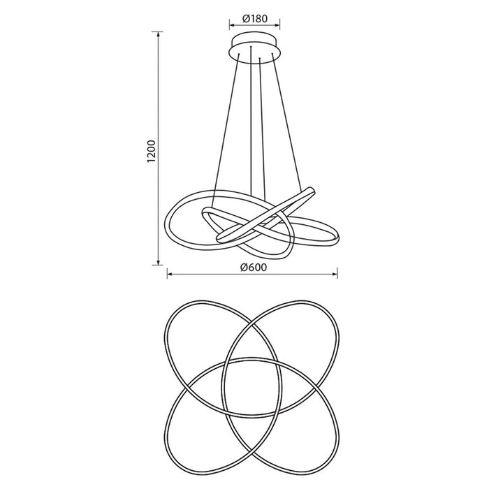 LED CHANDELIER 60W 3000-6000K 3653LM 60CM GOLD VIVALUX MAREA