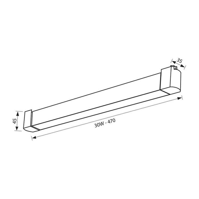 LED LINEAR FIXTURE 30W 3CCT 2000LM FOR RAIL MOUNTING BLACK VIVALUX DRAX