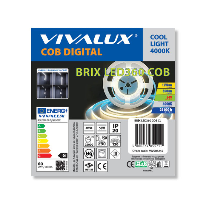 LED STRIP COB 50W 5M 4000K 360/1 VIVALUX BRIX