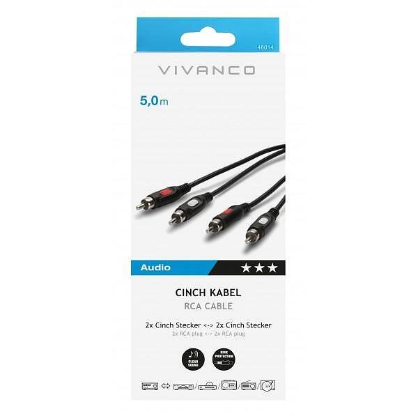 Cable Vivanco 46014 RCA audio cable, stereo 5m