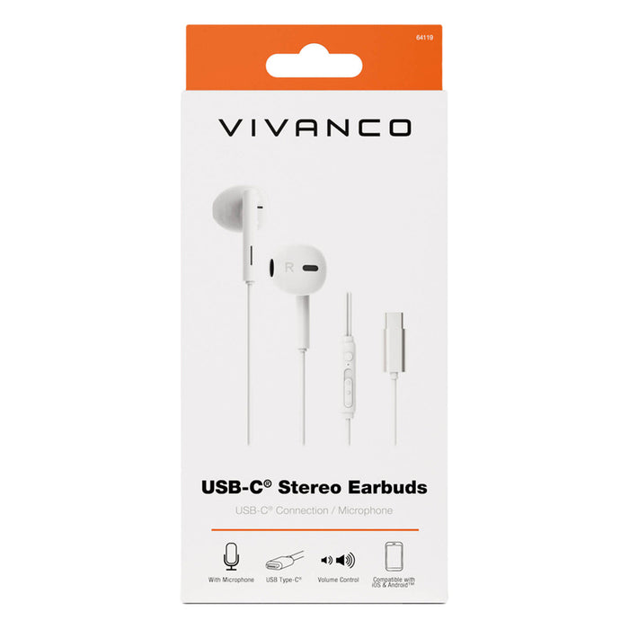 Stereo headphones VIVANCO USB-C WHITE 64119