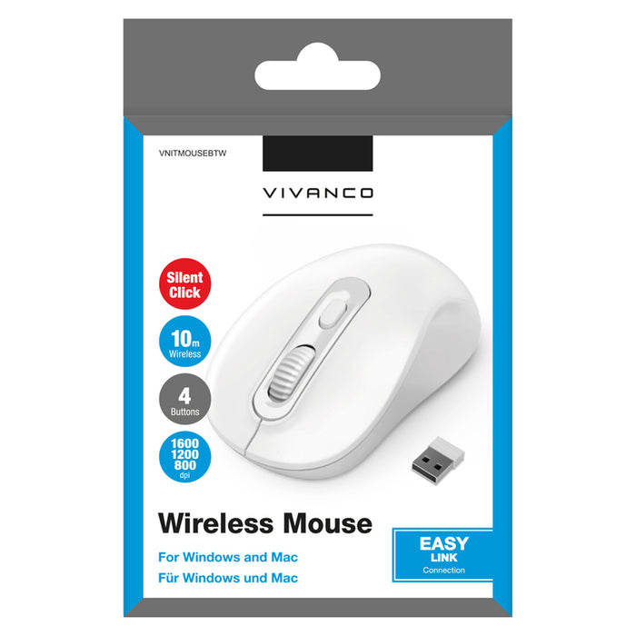 Wireless Mouse VIVANCO 15927 VNITMOUSEBTW WHITE