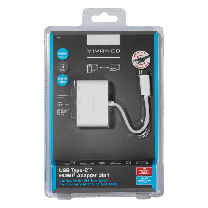USB HUB VIVANCO USB-C<->HDMI USB A/C