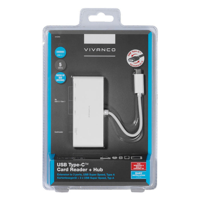 USB HUB VIVANCO USB-C>3xUSB+Reader 34295
