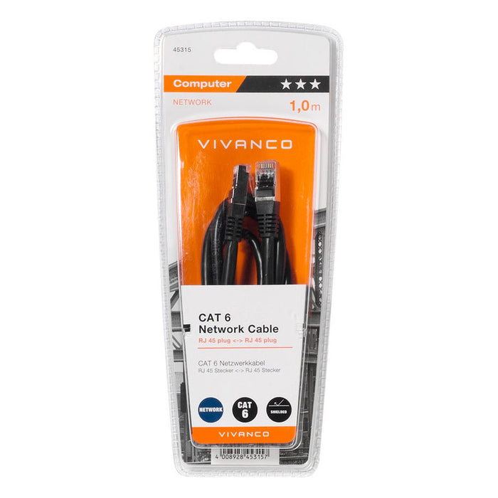 Cable VIVANCO CAT6 UTP 1 m BK 45315